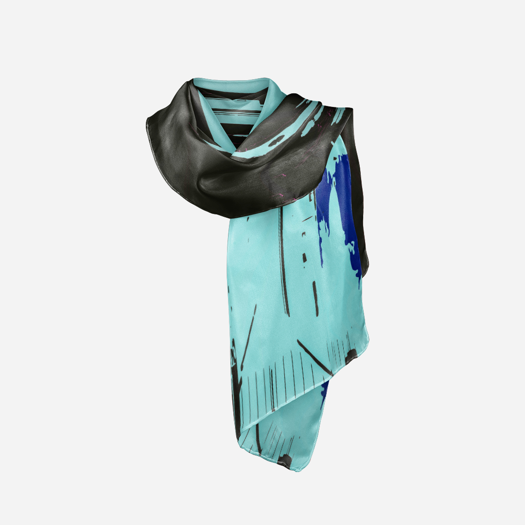 light blue silk cotton blend scarf